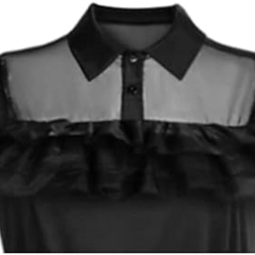 Black Mesh Dress | Addams Mesh Costume for Girls | Stylish Halloween Out… - Picture 4 of 11